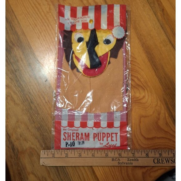 Sheram Felt Hand Puppet By Luci P10 Don Lion 9x5" Original Vintage Sealed - Picture 3 of 9